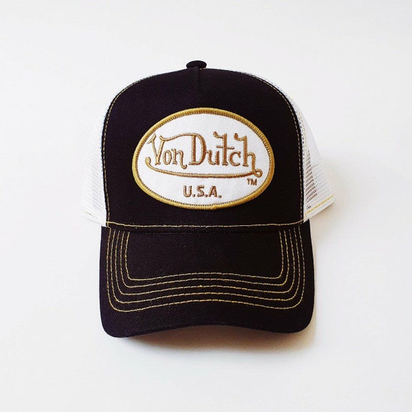 Gorra Von Dutch vintage blanca, dorada y negra / Gorra Von Dutch / Gorra Von Dutch Trucker. Deadstock nuevo con etiquetas