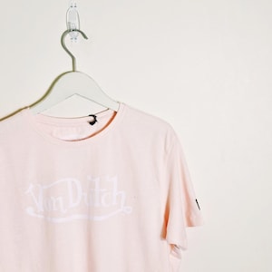 Vintage Deadstock New With Tags Adults Mens Baby Pink And White Von Dutch T Shirt / Von Dutch Tee / Von Dutch Shirt / SIZES AVAILABLE