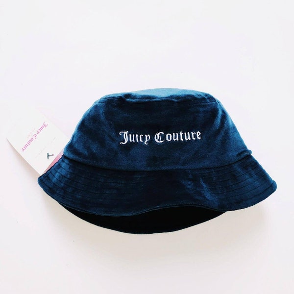 vintage Deadstock New With Tags Y2K VELOUR Dark Navy Juicy Couture bucket hat / Juicy Couture hat / Juicy bucket hat