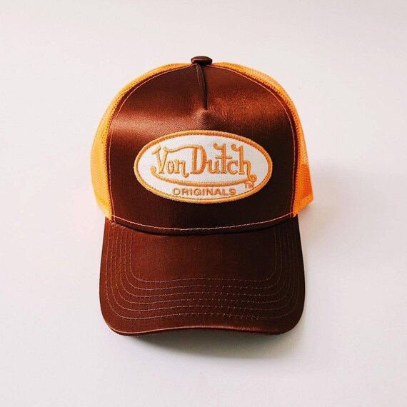 Vintage Orange and Brown Von Dutch Cap 