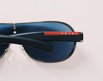 Vintage 2000s Y2K Genuine Unisex Blue Tinted Prada Sunglasses