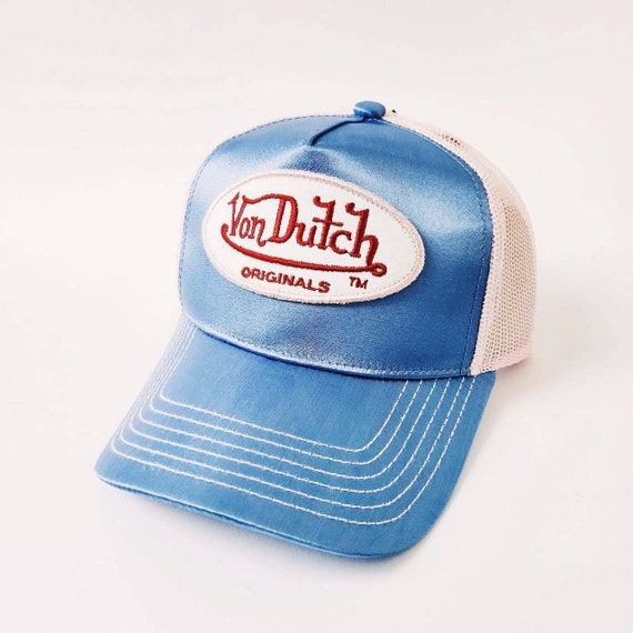 Vintage Blue and Baby Pink Silk Satin Von Dutch Cap / Von  display picture 2