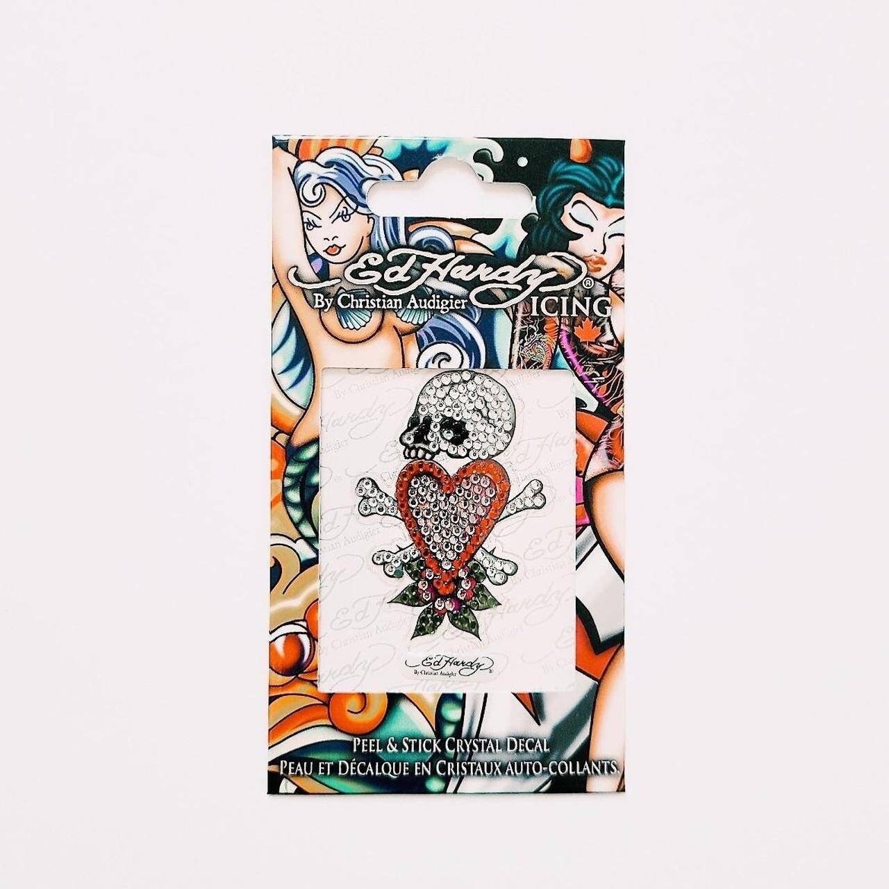 Deadstock Brand New Y2K Ed Hardy Skull Heart Diamanté