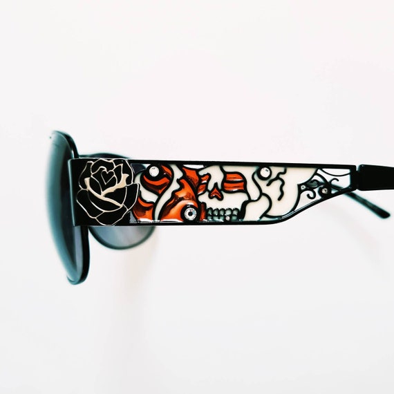 Ed Hardy Black Sunglasses with Multicolor Design Vintage Ed Hardy Rose & Skull Swarovski Crystal Black  main image 3