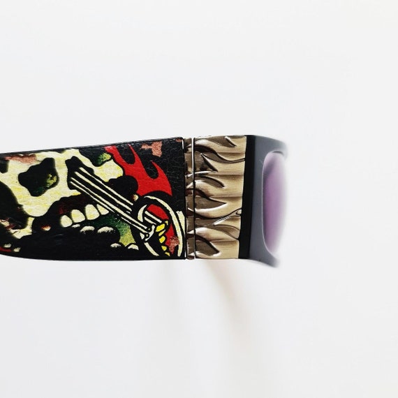 Vintage Y2K UNISEX Purple Tinted Ed Hardy Sunglas… - image 4