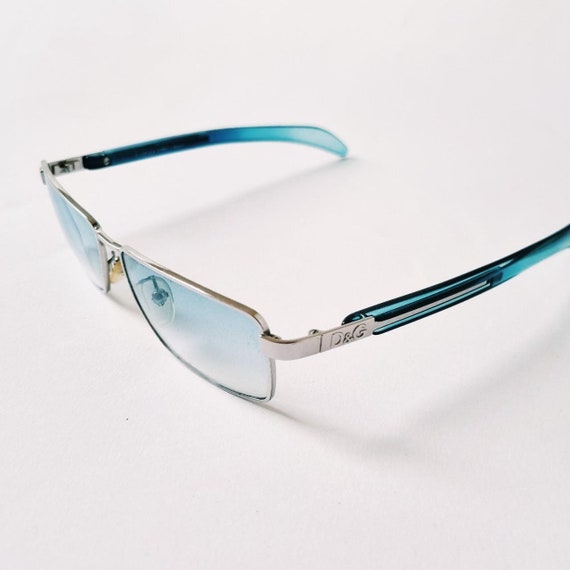 Vintage 2000s Y2K Genuine Tinted Small Framed Blue Square D&G