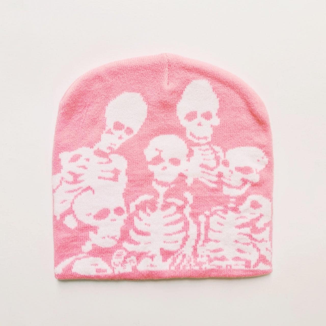Vintage Brand New Y2K Black & Grey Spider Skull Skeleton Beanie