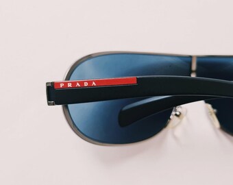 Vintage 2000s Y2K Genuine Unisex Blue Tinted Prada Sunglasses
