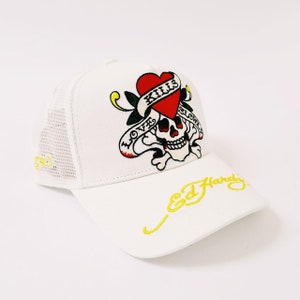 00's Christian Audigier キャップ Ed Hardy 白 Vintage White Ed Hardy Cap / Ed Hardy Cap / Ed Hardy Trucker Cap