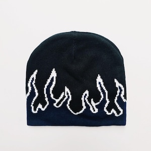 Vintage Brand New Y2K Black & White Teeth Fangs Beanie Hat / Hat