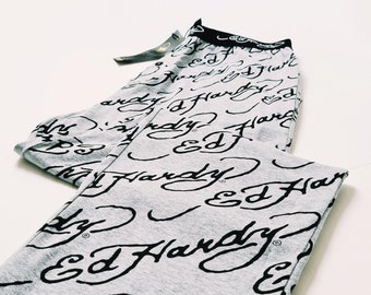 Vintage dode inventaris vroege jaren 2000 grijze Ed Hardy bodems / Ed Hardy loungebroek / Ed Hardy joggingbroek - beschikbare maten