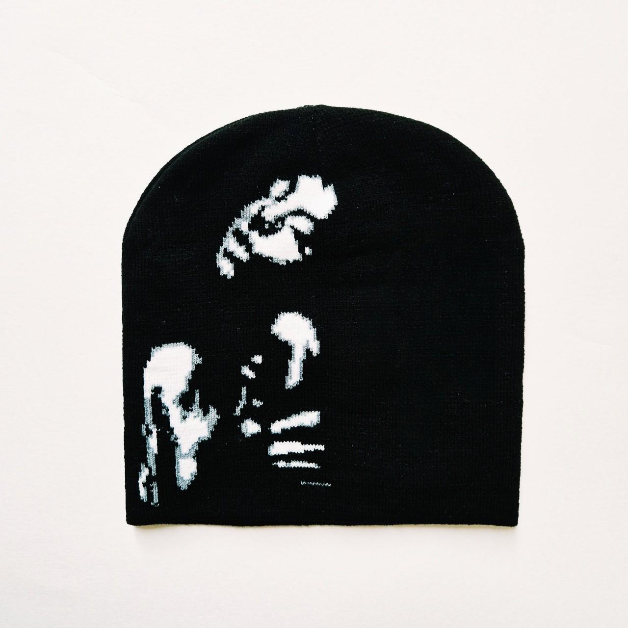 Vintage Brand New Y2K Black & White Abstract Graphic Beanie Hat