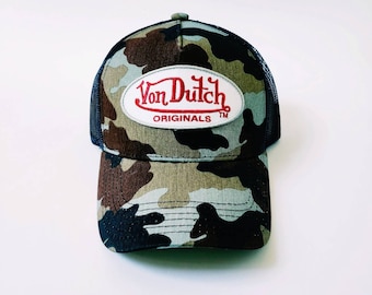 Vintage Black and Camo Von Dutch Cap Von Dutch Cap Von Dutch