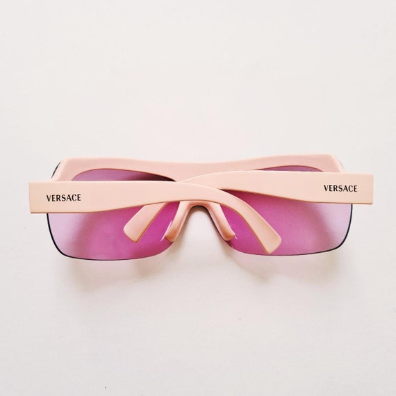 Vintage 2000s Y2K Genuine Pink Tinted Oversized Versace Sunglasses