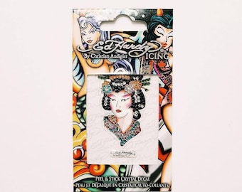 Deadstock Brand New Y2K Ed Hardy Geisha diamanté sticker / Ed Hardy Patch / Diamanté customizing