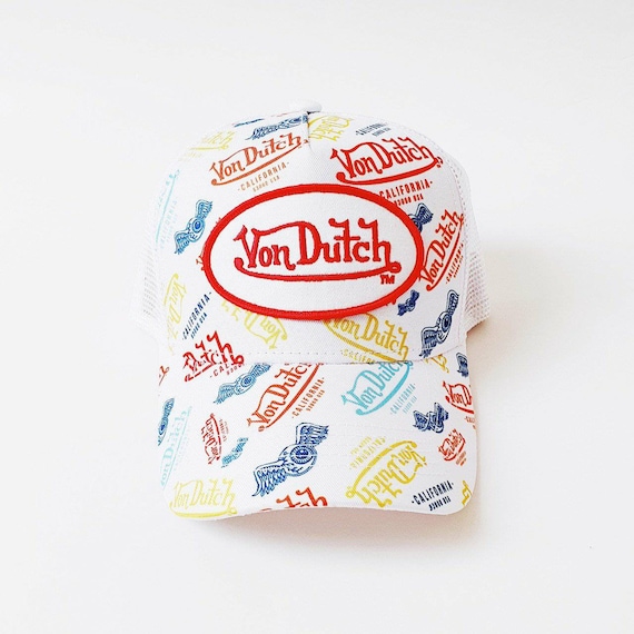 Vintage Multicolor Logo Print White Von Dutch Cap / Von  display picture 1