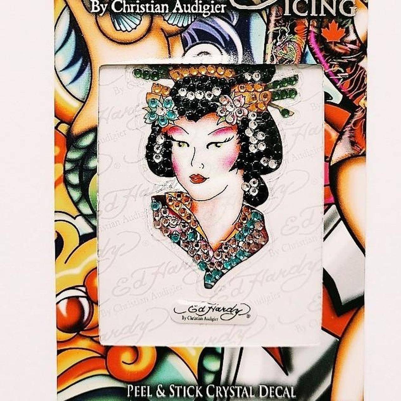 Deadstock Brand New Y2K Ed Hardy Geisha Diamanté Sticker / Ed