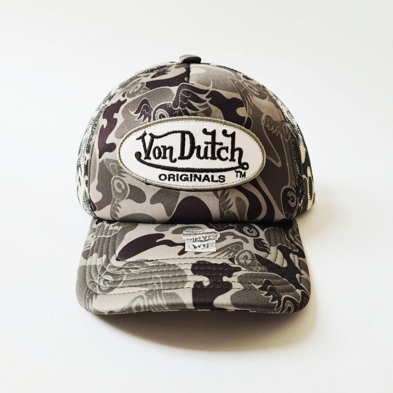 Vintage Brand New Green / White Camo Von Dutch Cap / Von