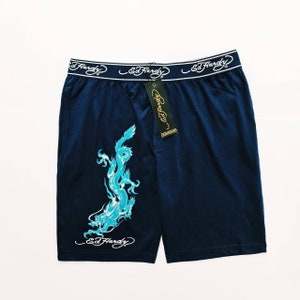 Vintage Brand New With Tags Deadstock Blue Ed Hardy Shorts / Ed Hardy Pants. Ed Hardy Dragon Graphic Print Shorts - SIZES AVAILABLE