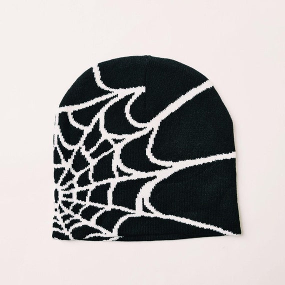 Vintage Brand New Y2K Black & White Spider Spiderweb Beanie