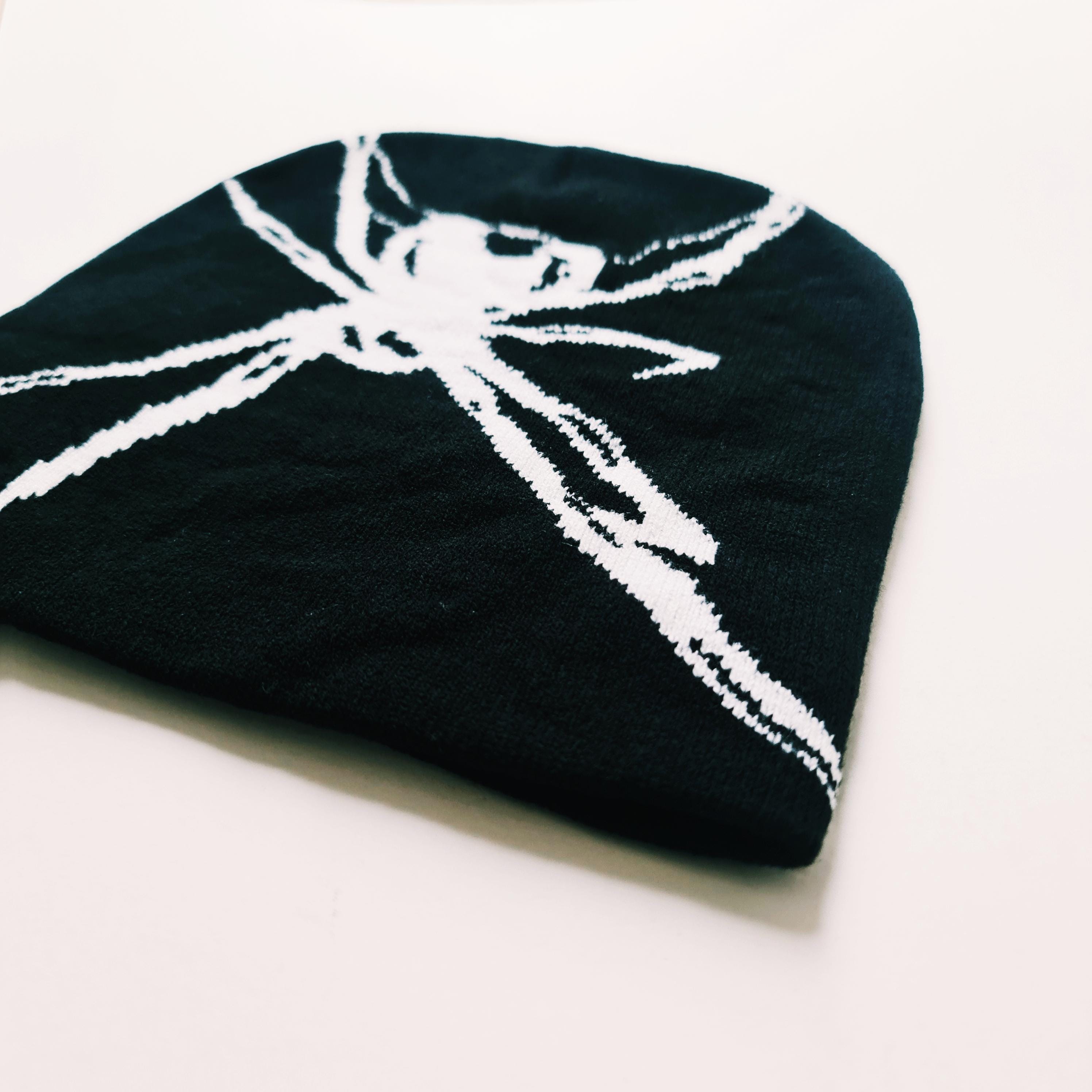 Vintage Brand New Y2K White & Black Spider Graphic Beanie Hat