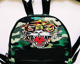 Vintage Adults Brand New Deadstock Y2K Camo Ed Hardy Backpack Bag
