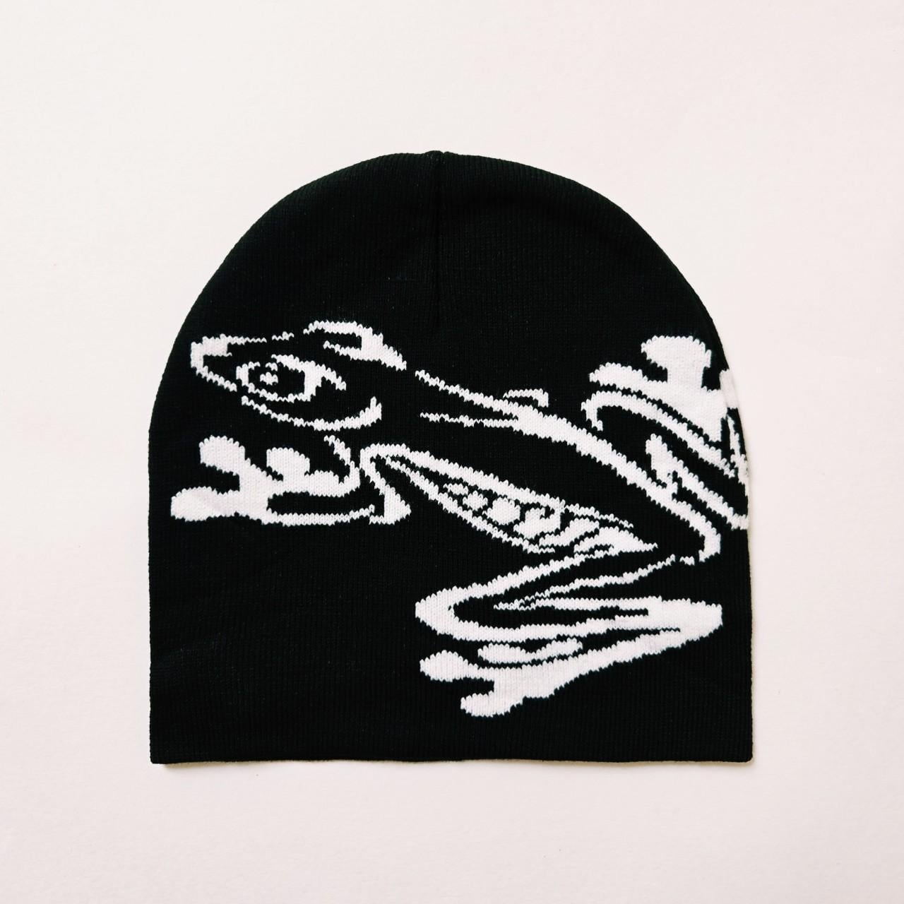 Vintage Brand New Y2K Black Animal Frog Graphic Beanie Hat / Hat