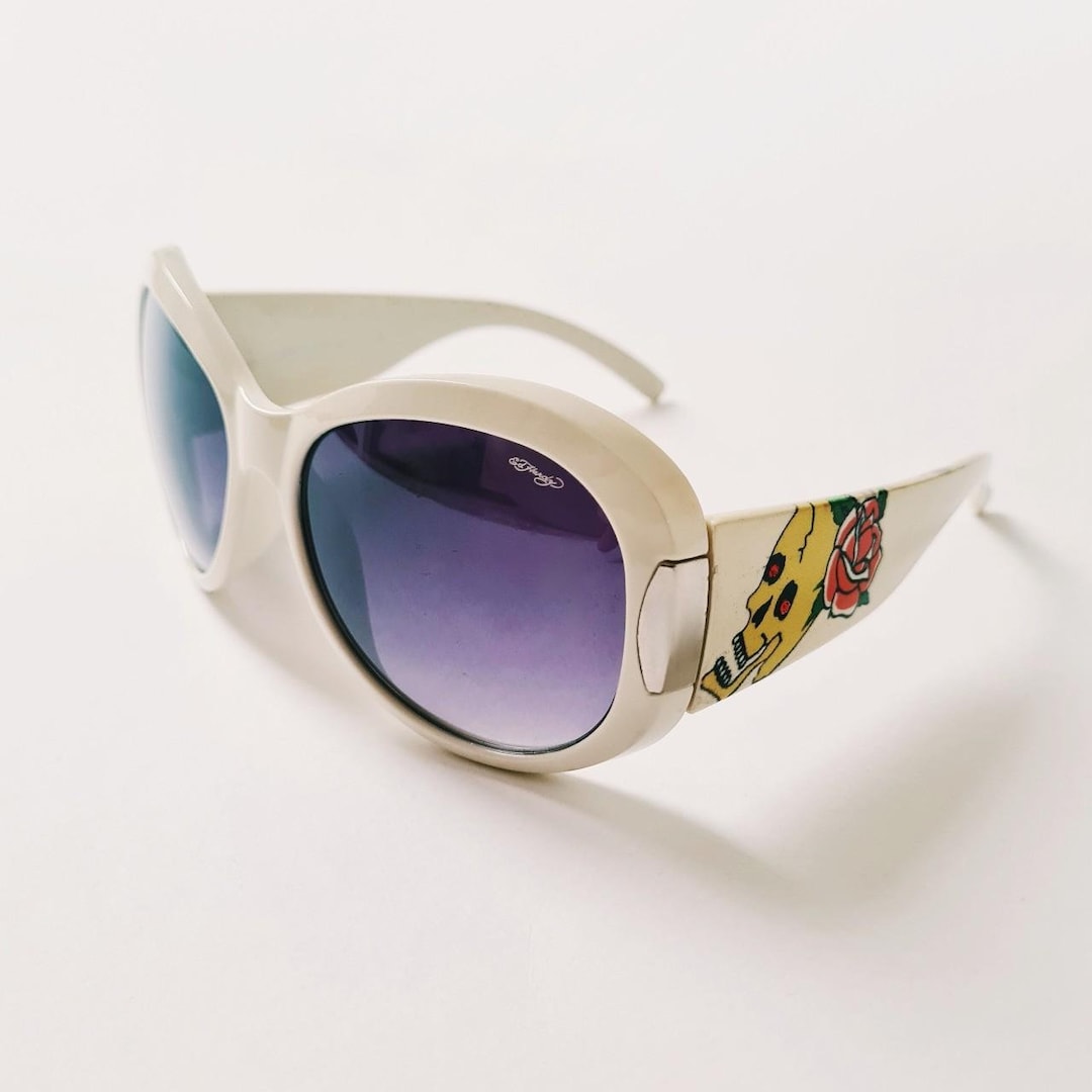 Ed Hardy White Dragon Sunglasses Y2K Chunky Retro Frames Ed Hardy Dragon Sunglasses - White | Fashion Nova main image 3