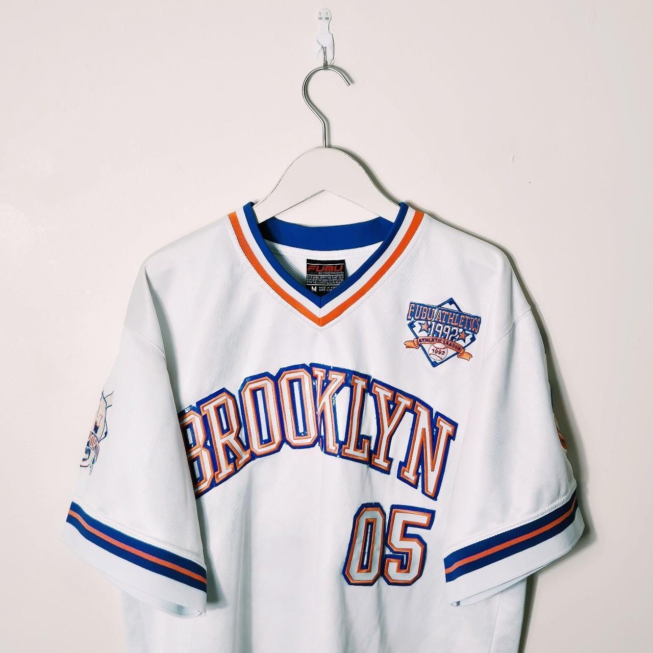Vintage Y2K 90s 2000s Rare White Brooklyn Fubu Jersey. Fubu 05