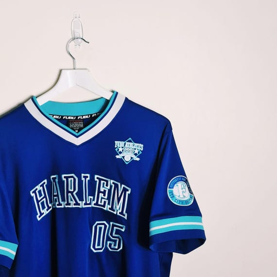 harlem fubu ゲームシャツ Vintage Y2K 90s 2000s Rare Navy Blue Harlem Fubu Jersey. Fubu 05