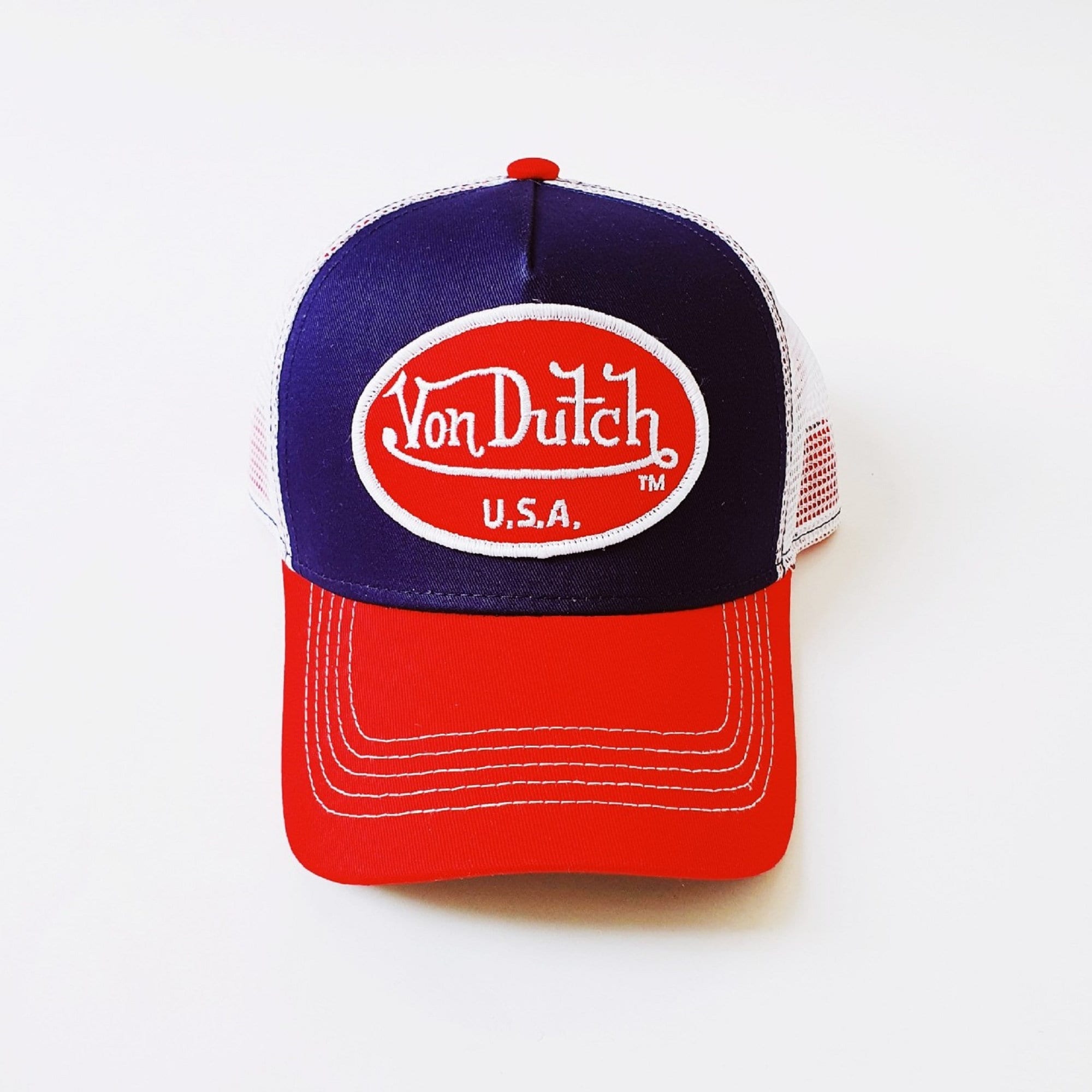 vintage blue, White and red Von DUTCH cap / Von Dutch Cap / Von Dutch trucker cap