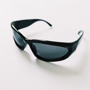 Vintage Unisex Y2K Style Black Sports Wrap Around Sunglasses / Wrap Glasses / Sports Glasses / Y2K Festival