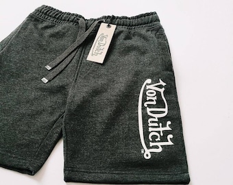 Vintage Dark Grey Von Dutch Shorts / Von Dutch Pants. Von Dutch Logo Detail Shorts - Size Small