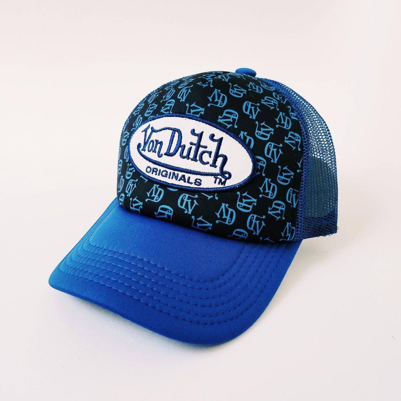 Vintage Blue Monogram Print Von Dutch Cap / Von Dutch Cap  display picture 1