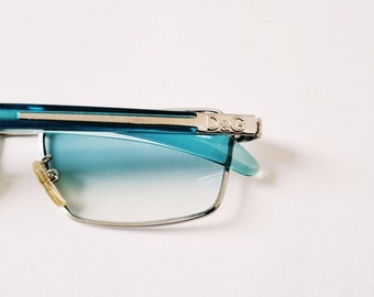 Vintage 2000s Y2K Genuine Tinted Small Framed Blue Square D&G