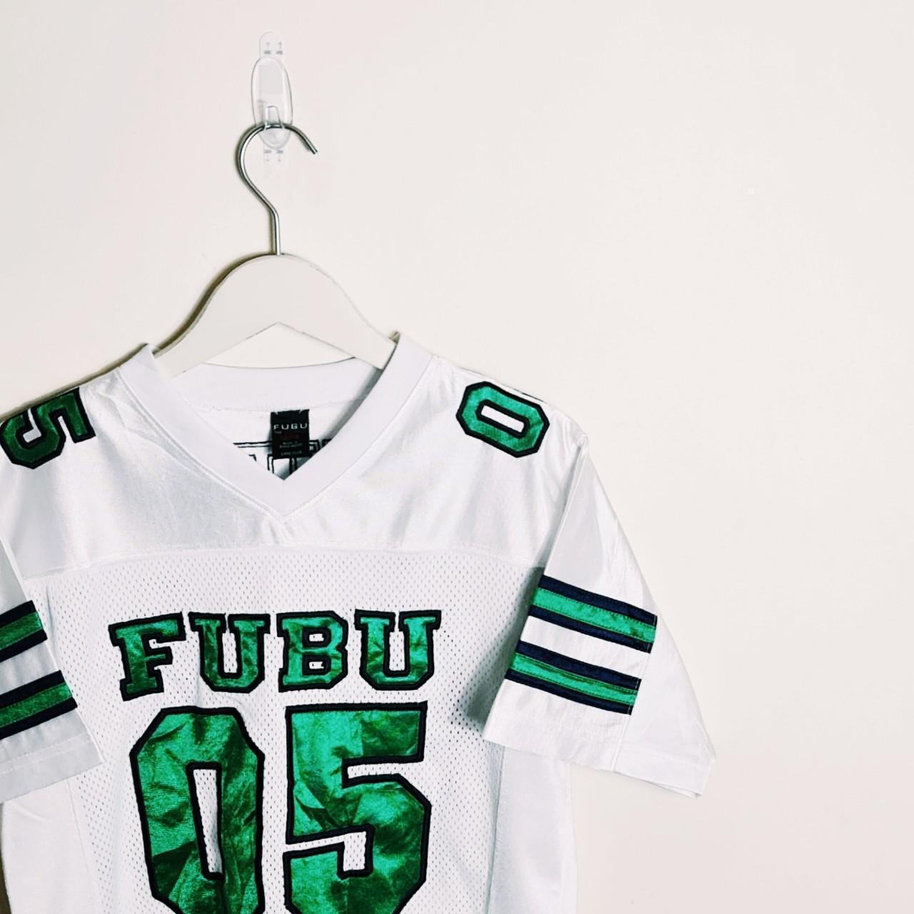 Vintage Y2K 90s 2000s Womens Ladies Rare White Green Fubu Jersey 