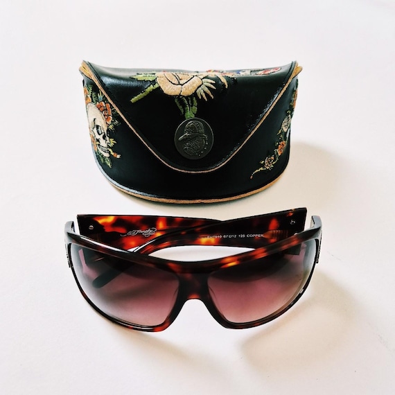 Vintage Y2K UNISEX Brown Ed Hardy Sunglasses / Ed Hardy Glasses