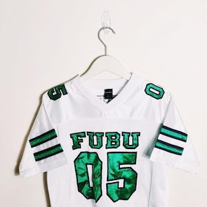 Vintage Y2K 90s 2000s Rare White Brooklyn Fubu Jersey. Fubu 05