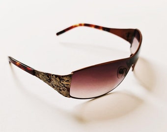 Vintage Y2K UNISEX Oversized Brown Ed Hardy Sunglasses / Ed 