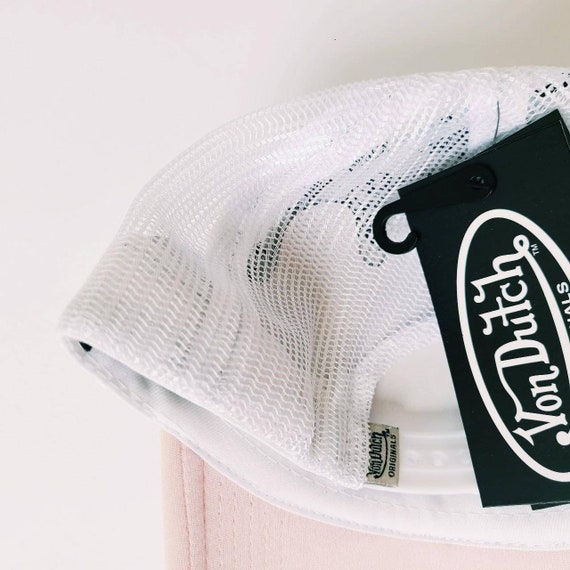 Vintage Blue and Baby Pink Silk Satin Von Dutch Cap / Von