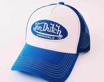 Vintage White and Blue Von Dutch Cap / Von Dutch Cap / Von Dutch Trucker Cap. Deadstock New With Tags