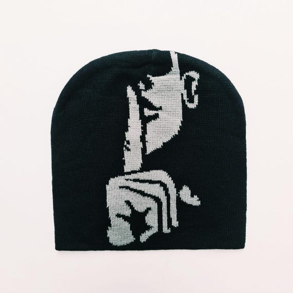 Vintage Brand New Y2K Black Abstract Graphic Beanie Hat / Hat