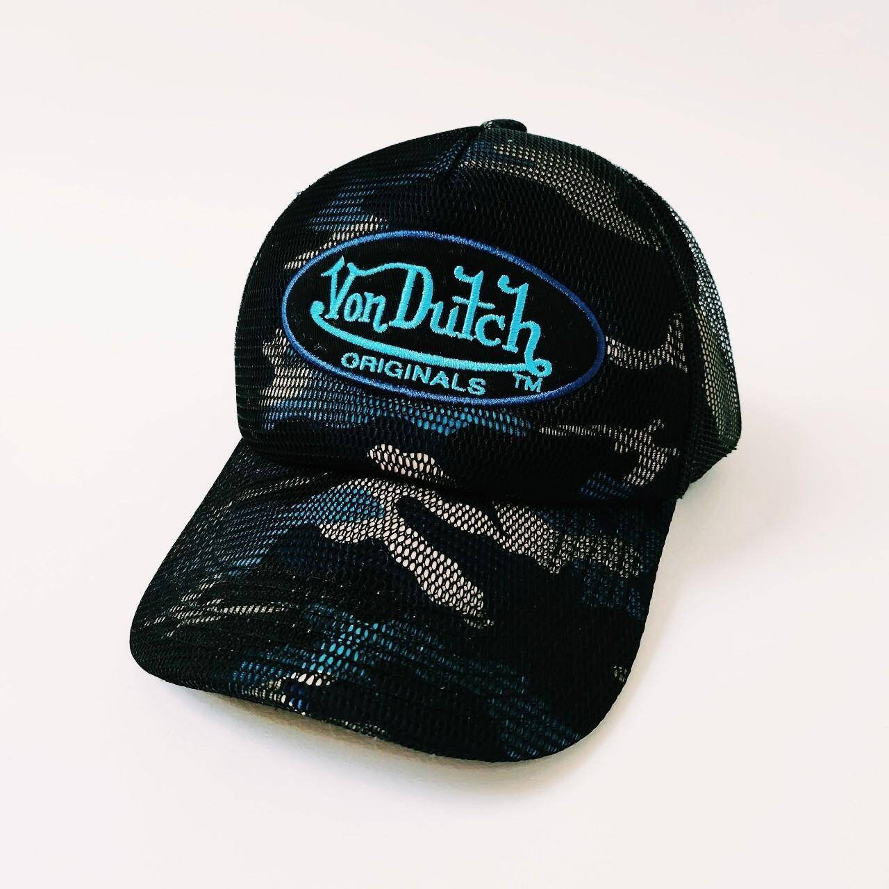 Von Dutch Navy Denim Cap with Teal Crystal Logo Von Dutch Bling Trucker Hat – DTLR main image 2