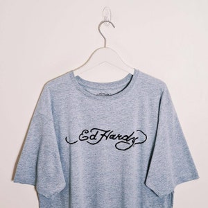 Vintage Deadstock Brand New Adults Mens Grey Ed Hardy Logo Print T Shirt / Ed Hardy Tee / Ed Hardy Shirt / SIZES AVAILABLE