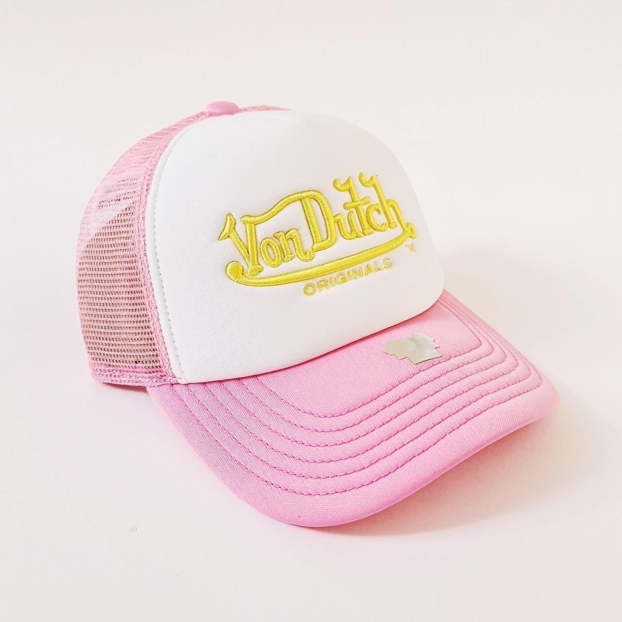 Vintage White and Baby Pink Von Dutch Cap / Von Dutch Cap
