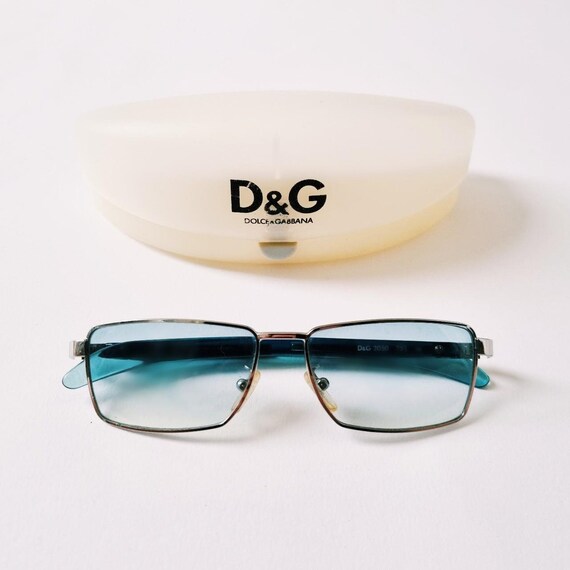 小物 00s D&G 2024 l Square Sunglasses Y2K Vintage 2000s Y2K Genuine Tinted Small Framed Blue Square D&G