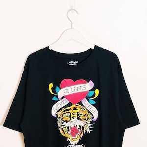 Vintage Deadstock New With Tags Adults Mens Black Ed Hardy T Shirt / Ed Hardy Tee / Ed Hardy Shirt. Ed Hardy Tiger. SIZES AVAILABLE