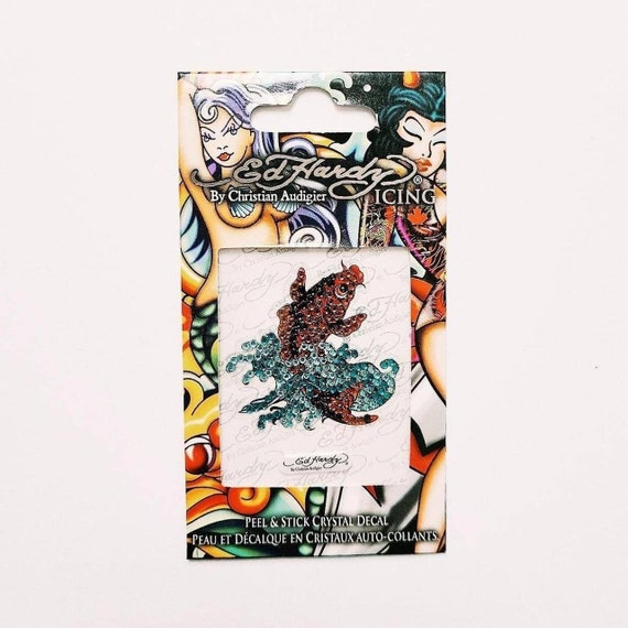 Deadstock Brand New Y2K Ed Hardy Koi Fish Diamanté Sticker / Ed