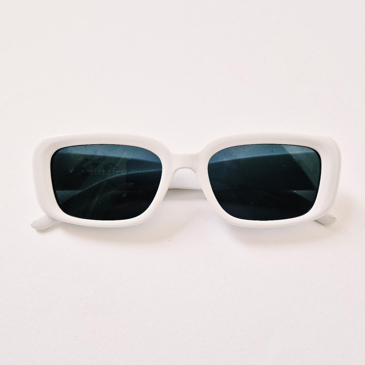 Vintage Unisex Y2K Style White Square Small Framed Sunglasses