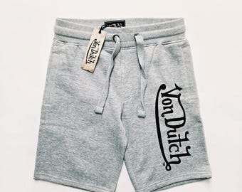 Vintage Brand New With Tags Deadstock Grey Von Dutch Shorts / Von Dutch Pants. Von Dutch Logo Detail Shorts - SIZES AVAILABLE